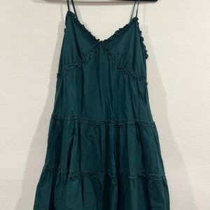 Chic Dark Green Ruffled Dress